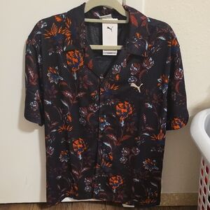 Puma Black and Orange Floral Shirt